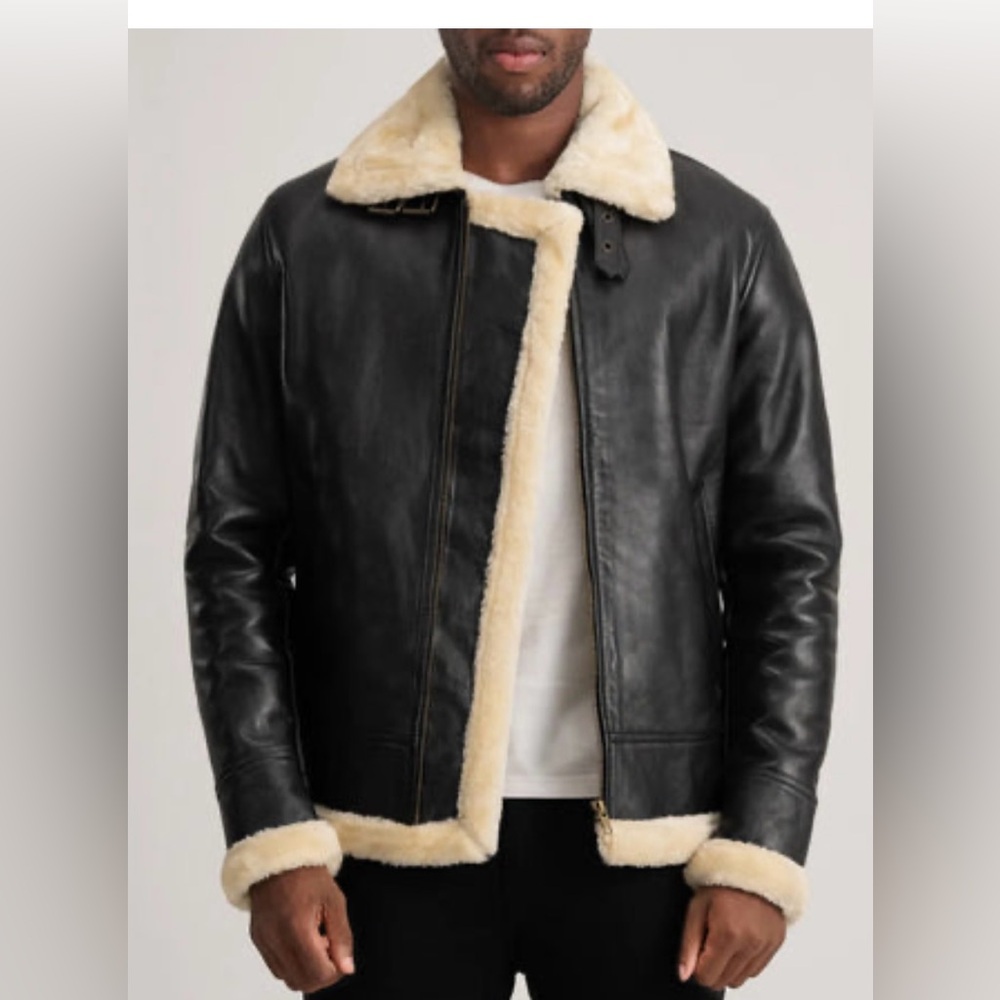 Harvard Leather Co. Black Jacket with Cream Lining similar a pic